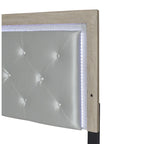 Bernard 4 Piece Cream LED Faux Leather Upholstered Tufted Panel Bedroom Set