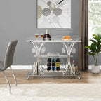 Bar Cart with Wine Rack Tempered Glass Metal Frame Wine Storage