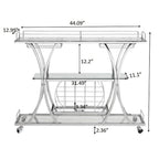 Bar Cart with Wine Rack Tempered Glass Metal Frame Wine Storage