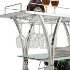Bar Cart with Wine Rack Tempered Glass Metal Frame Wine Storage