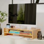 Wood Computer Monitor Stand Desktop Organizer with Drawer