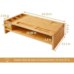 Wood Computer Monitor Stand Desktop Organizer with Drawer