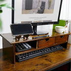 Wood Computer Monitor Stand Desktop Organizer with Drawer