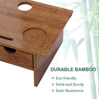 Wood Computer Monitor Stand Desktop Organizer with Drawer