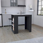 TUHOME Portree Kitchen Island with 3 Side Shelves