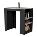 TUHOME Portree Kitchen Island with 3 Side Shelves