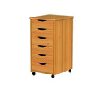 Adeptus Original Roll Cart, Solid Wood, 6 Drawer Roll Cart, Med Pine