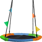 Saucer Tree Swing in Multi-Color Rainbow  Kids Indoor/Outdoor Round Mat Swing  Accessories Included (Round  24)