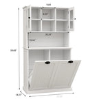 Two-Compartment Tilt-Out Dirty Laundry Basket Tall Bathroom Cabinet