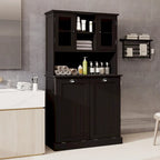 Two-Compartment Tilt-Out Dirty Laundry Basket Tall Bathroom Cabinet