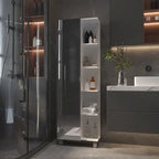 FM Furniture Los Angeles Mirror Linen Cabinet with 5 Open Shelves