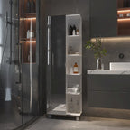 FM Furniture Los Angeles Mirror Linen Cabinet with 5 Open Shelves