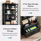 2 Drawer Black File Cabinet with Storage Shelves