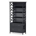 2 Drawer Black File Cabinet with Storage Shelves