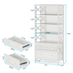 2 Drawer Black File Cabinet with Storage Shelves