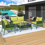 K&K 4-Piece Rope Patio Patio Conversation Set Deep Seating with Thick Cushion