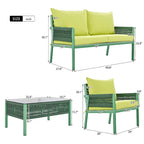 K&K 4-Piece Rope Patio Patio Conversation Set Deep Seating with Thick Cushion