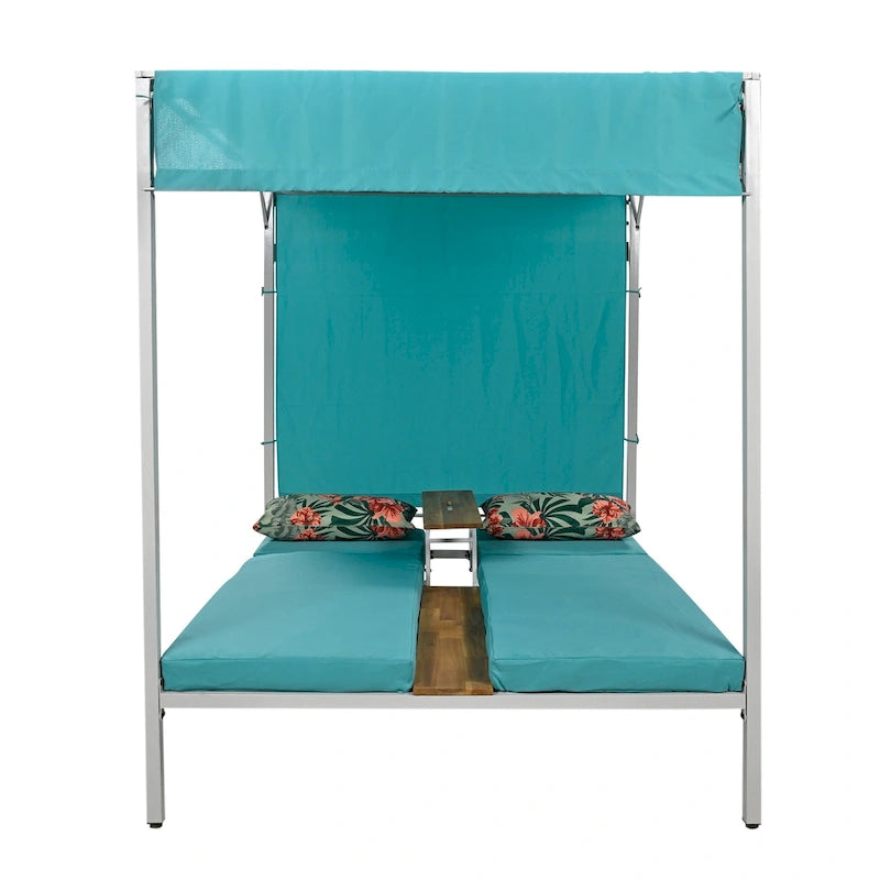 U_STYLE Outdoor Patio Sunbed Daybed with Cushions, Adjustable Seats