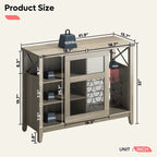 Wine Bar Cabinet with Storage Sliding Door & LED Lights - 42 inch