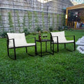 2Pcs Single Rocking Chair and 1Pc Coffee Table Iron Frame