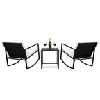 2Pcs Single Rocking Chair and 1Pc Coffee Table Iron Frame