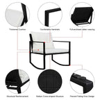 2Pcs Single Rocking Chair and 1Pc Coffee Table Iron Frame