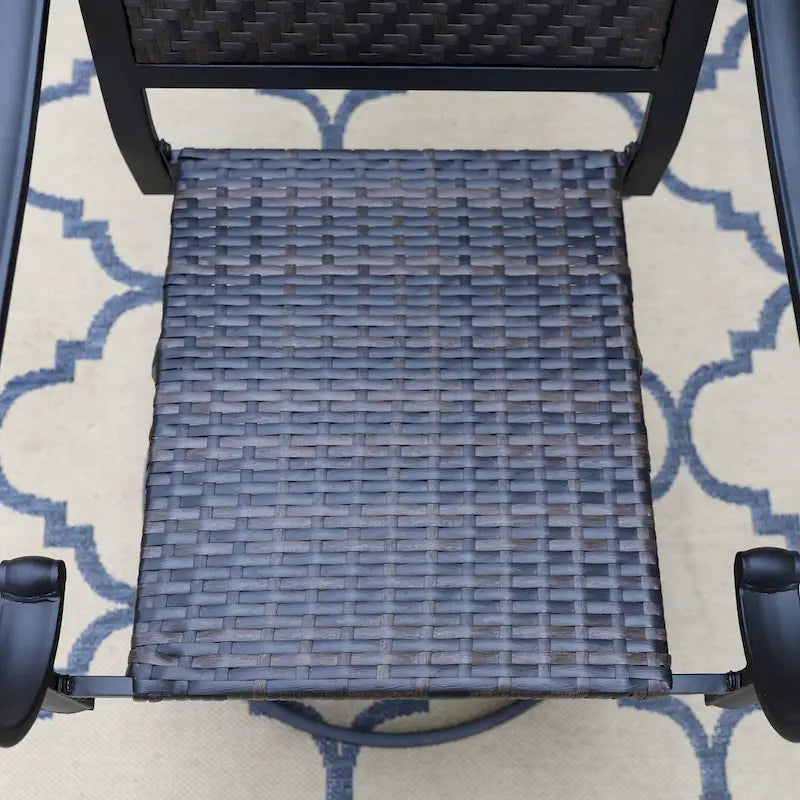 MAISON ARTS 7-piece Patio Dining Set, 6 Rattan Chairs with Cushion and 1 Table with Umbrella Hole - N/A