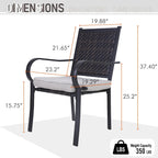 MAISON ARTS 7-piece Patio Dining Set, 6 Rattan Chairs with Cushion and 1 Table with Umbrella Hole - N/A