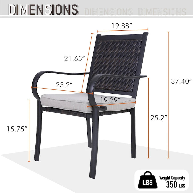 MAISON ARTS 7-piece Patio Dining Set, 6 Rattan Chairs with Cushion and 1 Table with Umbrella Hole - N/A