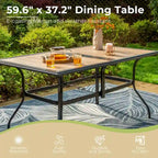 MAISON ARTS 7-piece Patio Dining Set, 6 Rattan Chairs with Cushion and 1 Table with Umbrella Hole - N/A