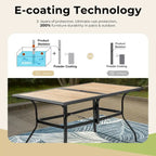 MAISON ARTS 7-piece Patio Dining Set, 6 Rattan Chairs with Cushion and 1 Table with Umbrella Hole - N/A
