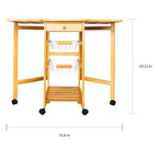 Portable Rolling Drop Leaf Kitchen Storage Trolley Cart