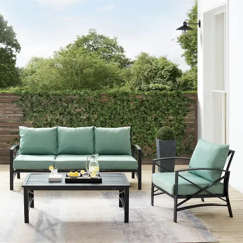 Crosley Kaplan 3Pc Outdoor Sofa Set - 119 W x 68.5 D x 32 H