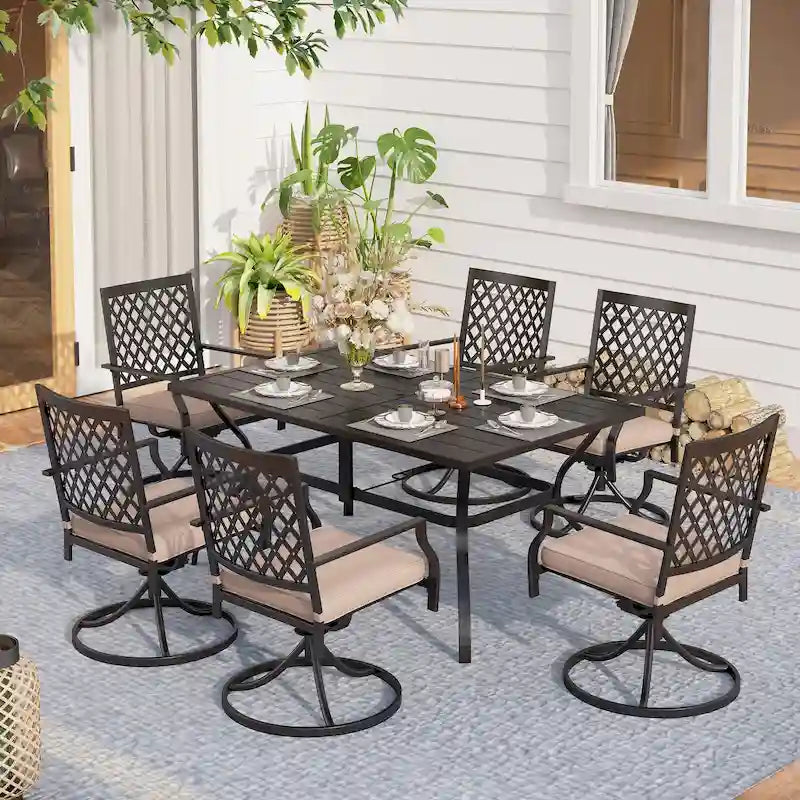 MAISON ARTS 7-Piece Metal Outdoor Patio Dining Set