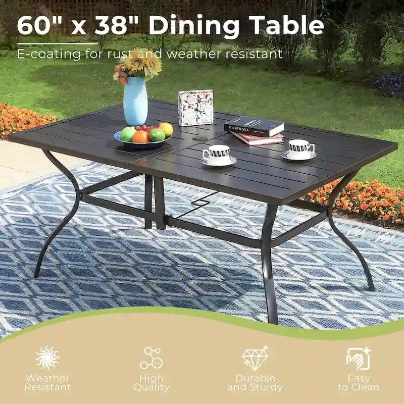 MAISON ARTS 7-Piece Metal Outdoor Patio Dining Set