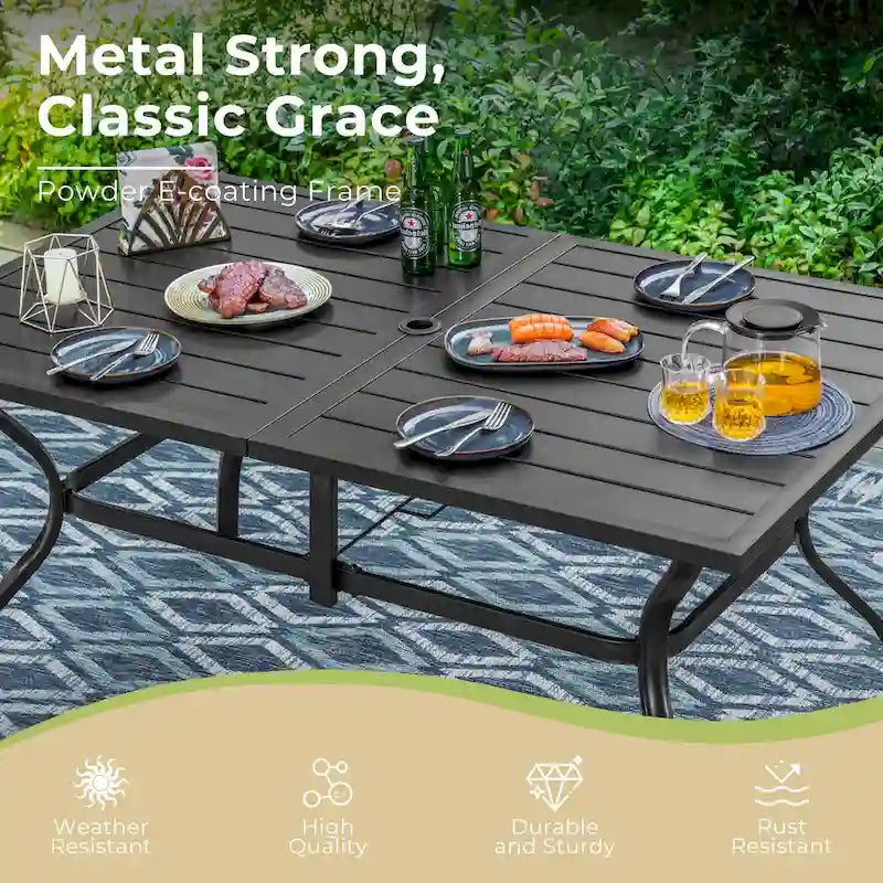 MAISON ARTS 7-Piece Metal Outdoor Patio Dining Set