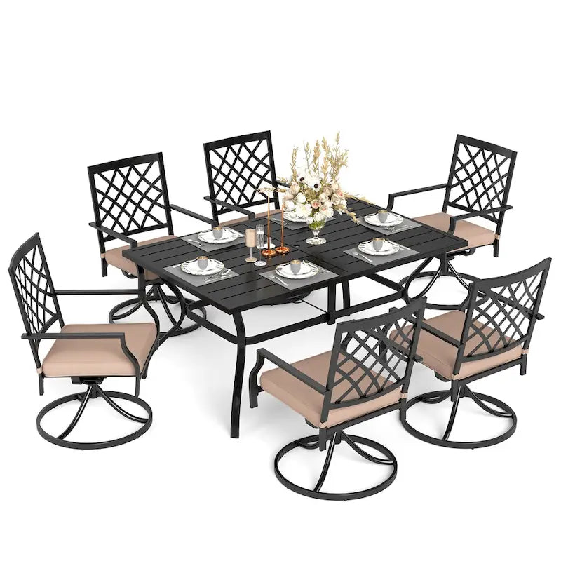 MAISON ARTS 7-Piece Metal Outdoor Patio Dining Set