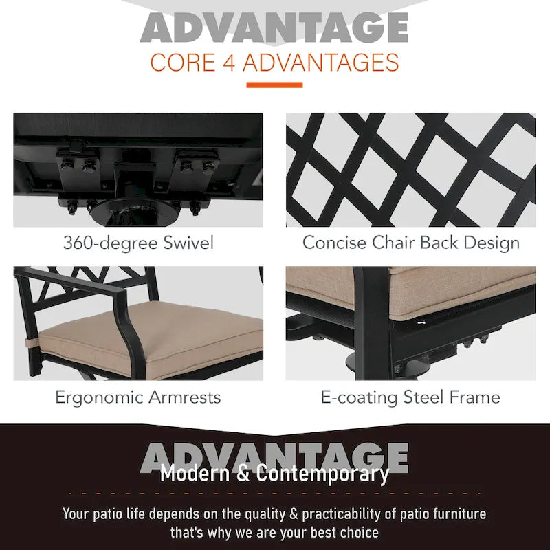 MAISON ARTS 7-Piece Metal Outdoor Patio Dining Set