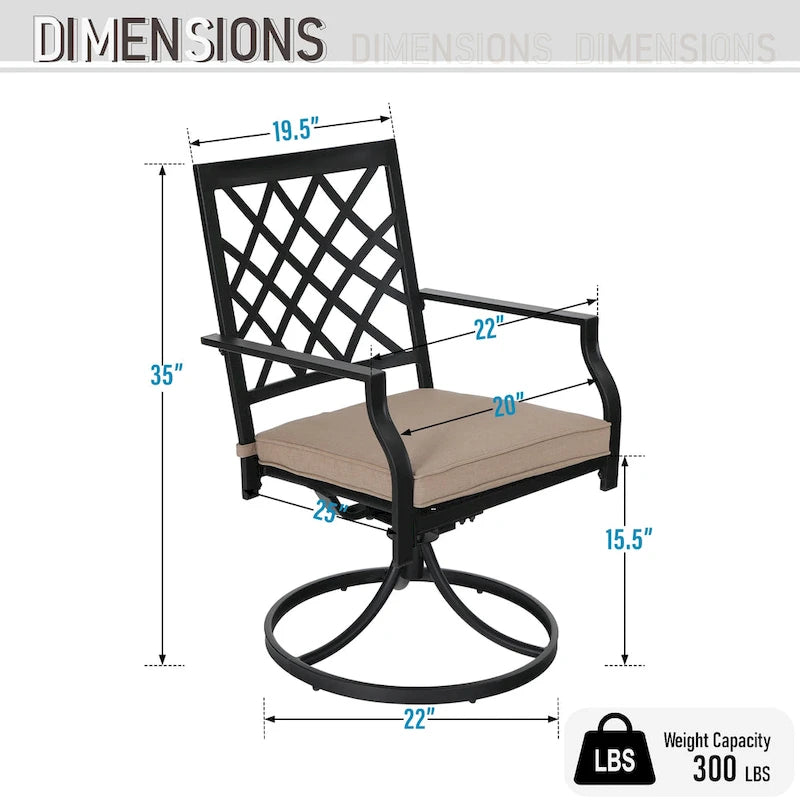 MAISON ARTS 7-Piece Metal Outdoor Patio Dining Set