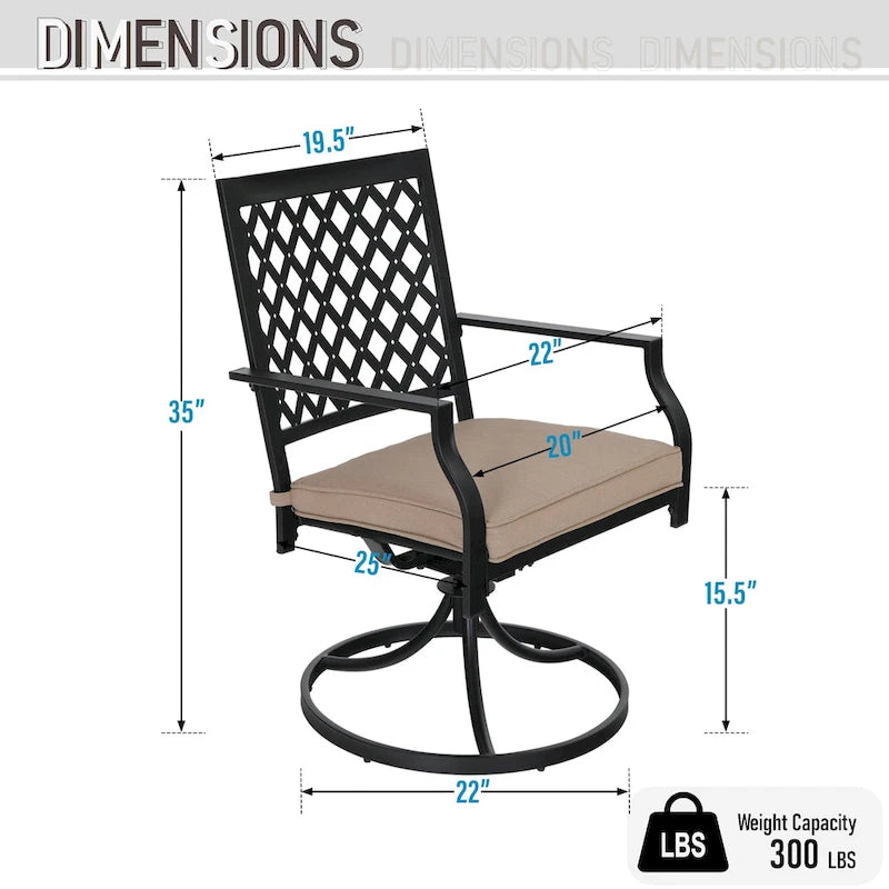 MAISON ARTS 7-Piece Metal Outdoor Patio Dining Set