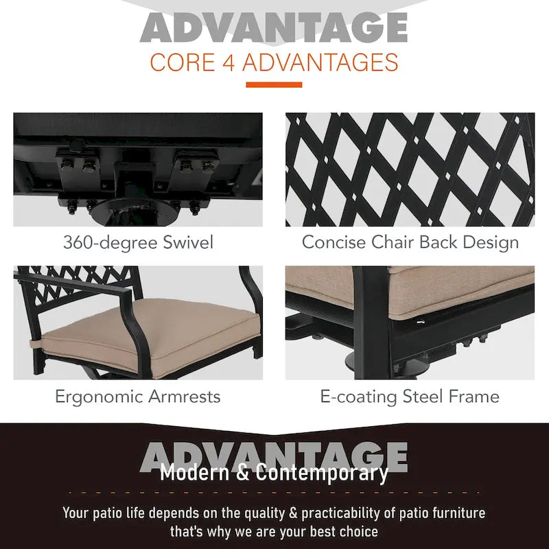 MAISON ARTS 7-Piece Metal Outdoor Patio Dining Set