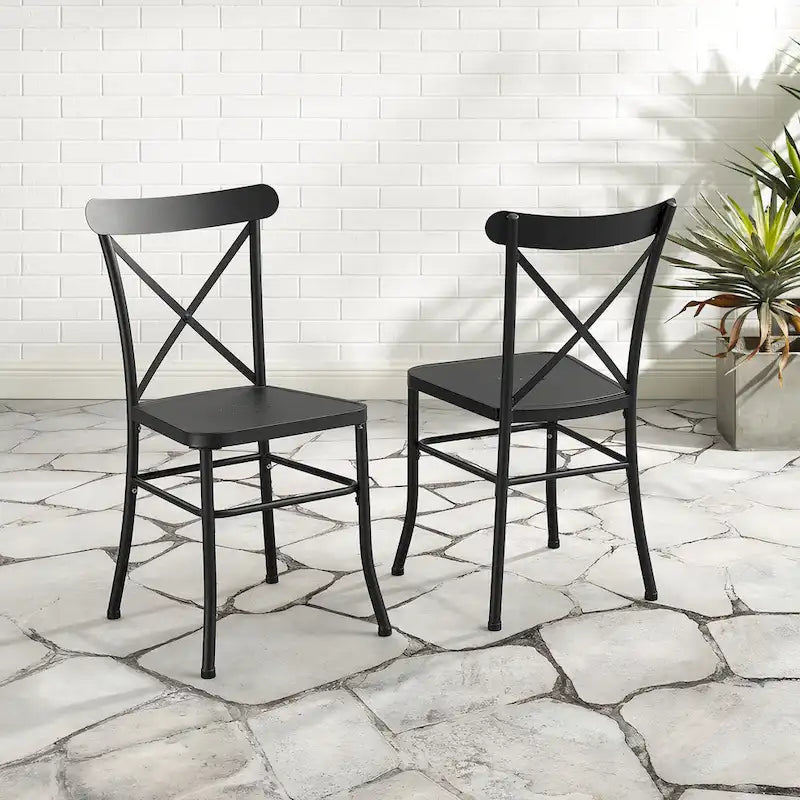 Crosley Astrid 2Pc Indoor/Outdoor Metal Dining Chair Set - 17.75dx19x34.88