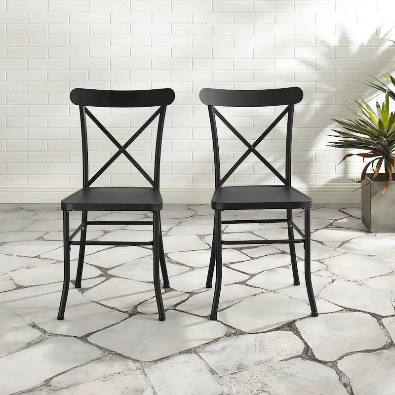 Crosley Astrid 2Pc Indoor/Outdoor Metal Dining Chair Set - 17.75dx19x34.88
