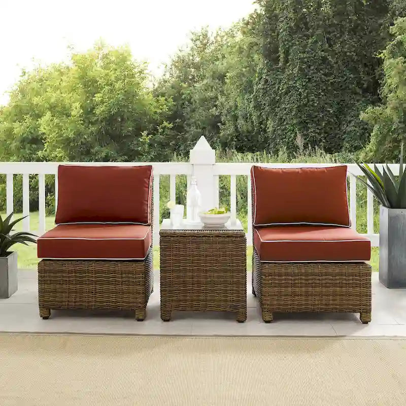 Crosley Bradenton 3Pc Outdoor Wicker Chair Set - Weathered Brown