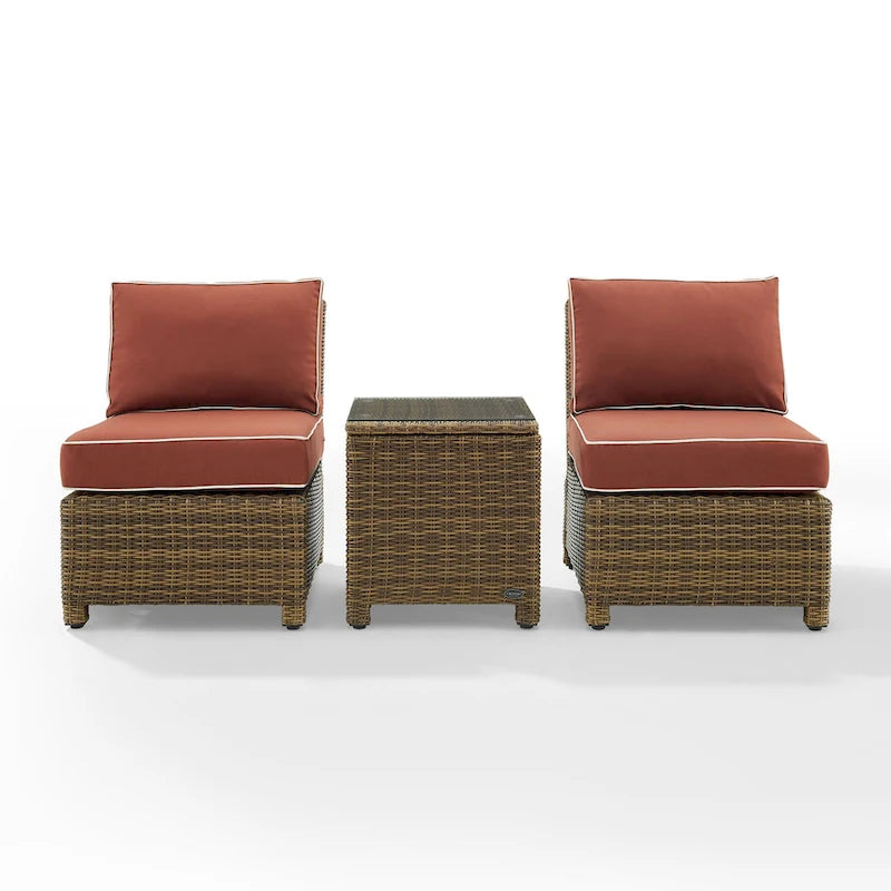 Crosley Bradenton 3Pc Outdoor Wicker Chair Set - Weathered Brown