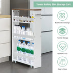 4 Tier Rolling Storage Trolley w/ Convenient Handle & Large Space