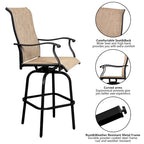 2-Piece Wrought Iron Swivel Bar Chair Patio Swivel Bar Stools