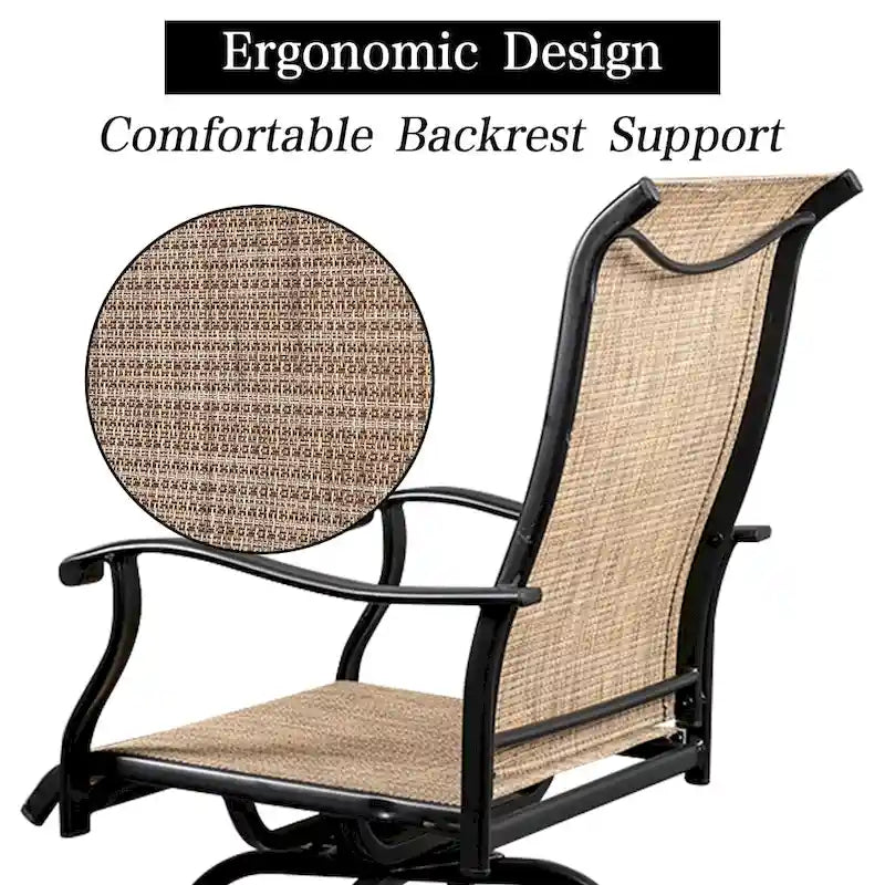 2-Piece Wrought Iron Swivel Bar Chair Patio Swivel Bar Stools