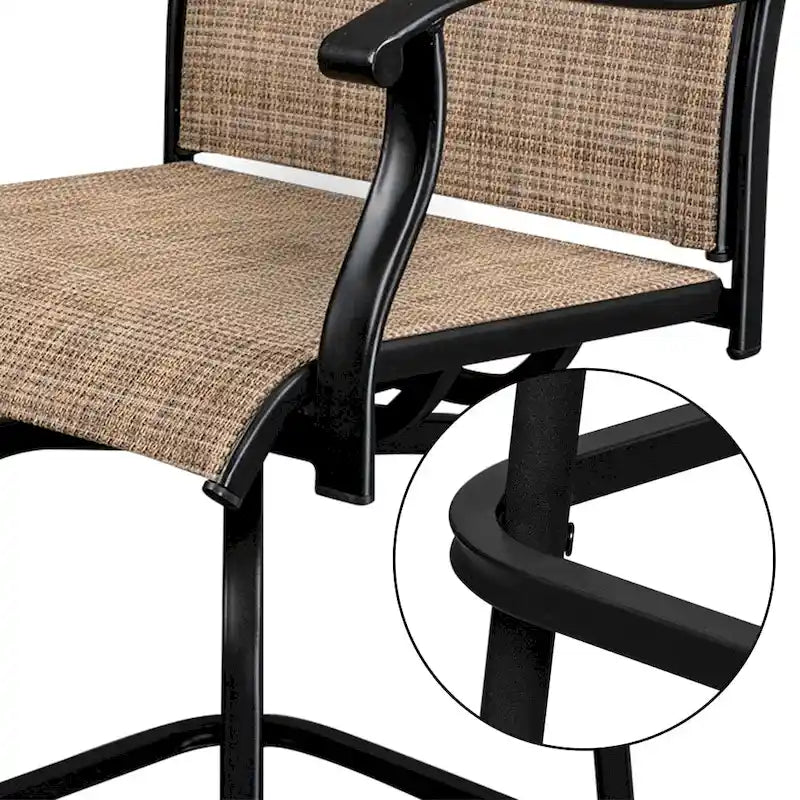 2-Piece Wrought Iron Swivel Bar Chair Patio Swivel Bar Stools