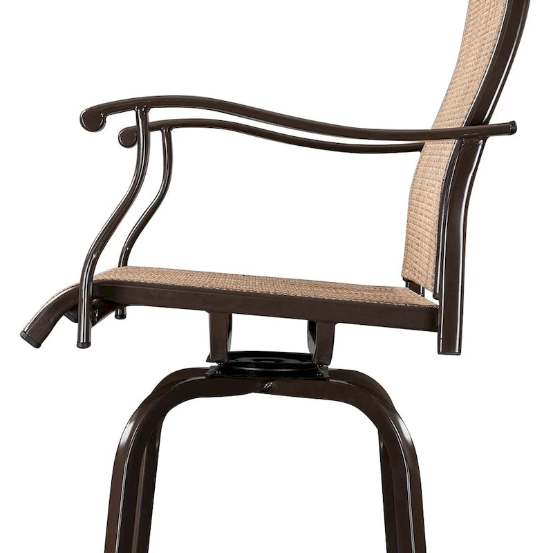 2-Piece Wrought Iron Swivel Bar Chair Patio Swivel Bar Stools